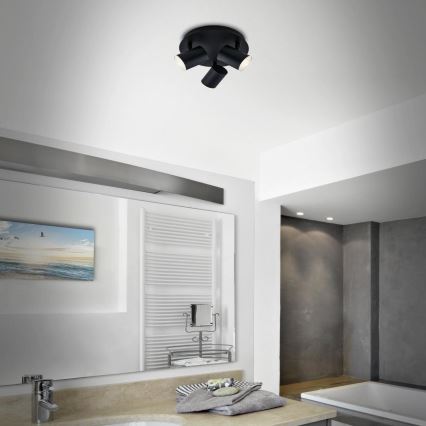 Spot pentru baie Briloner 10476229 3xGU10/5W/230V IP44 negru