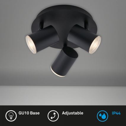 Spot pentru baie Briloner 10476229 3xGU10/5W/230V IP44 negru