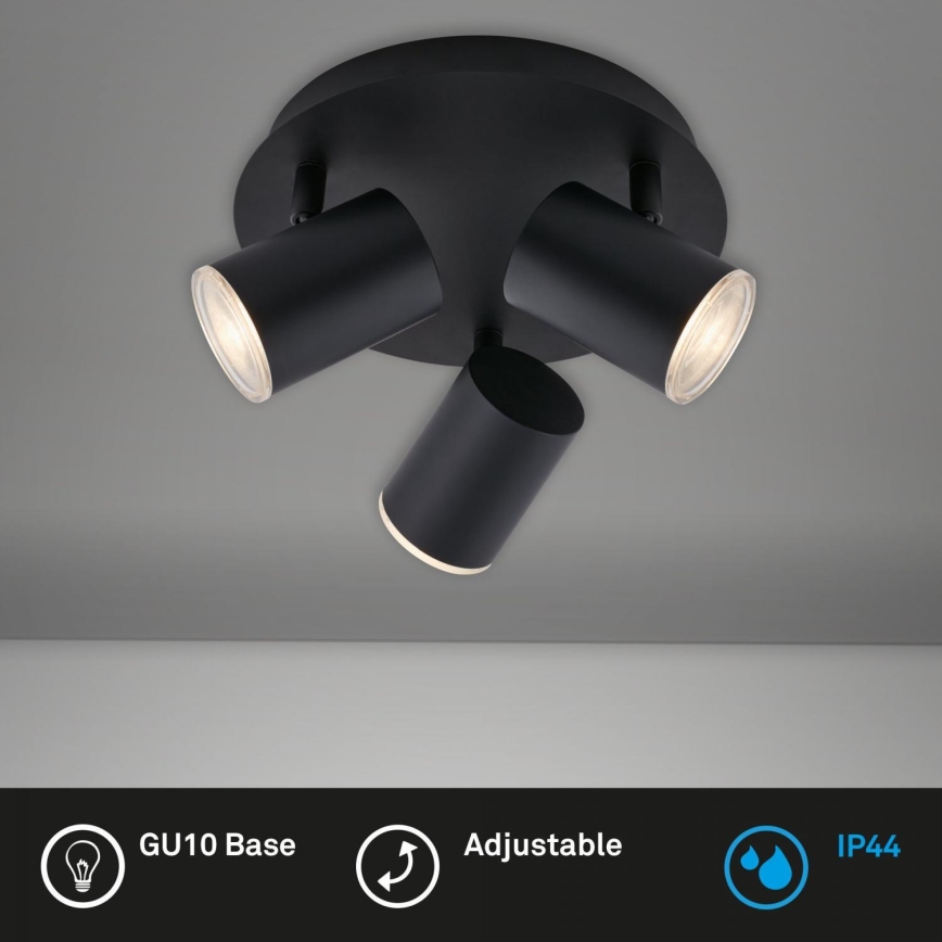 Spot pentru baie Briloner 10476229 3xGU10/5W/230V IP44 negru