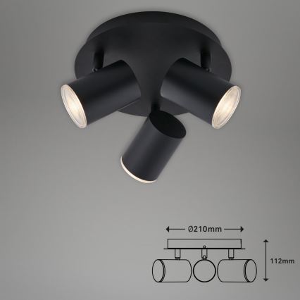 Spot pentru baie Briloner 10476229 3xGU10/5W/230V IP44 negru