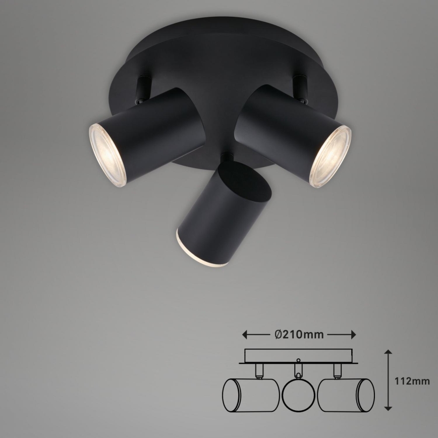 Spot pentru baie Briloner 10476229 3xGU10/5W/230V IP44 negru