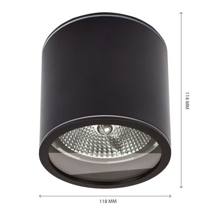 Spot pentru baie CHLOE AR111 1xGU10/15W/230V IP44 negru rotund