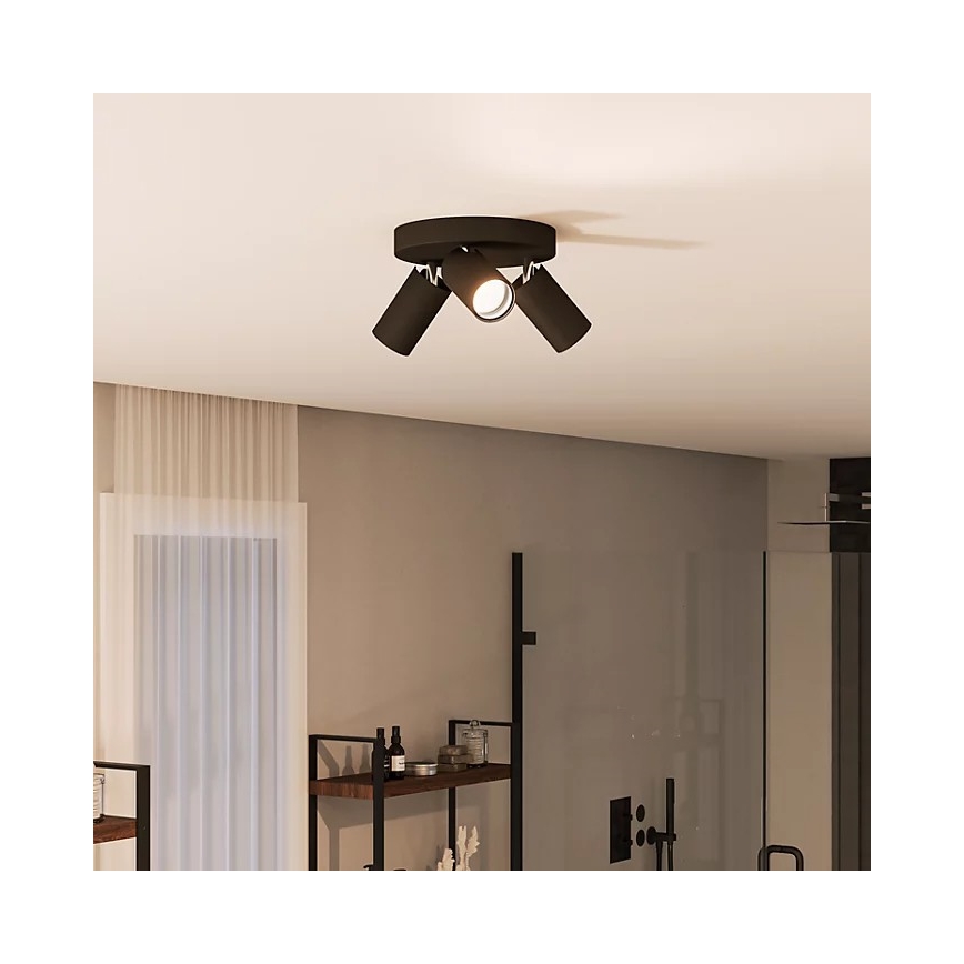 Spot pentru baie Philips IDRIS 3xGU10/5W/230V IP44 negru