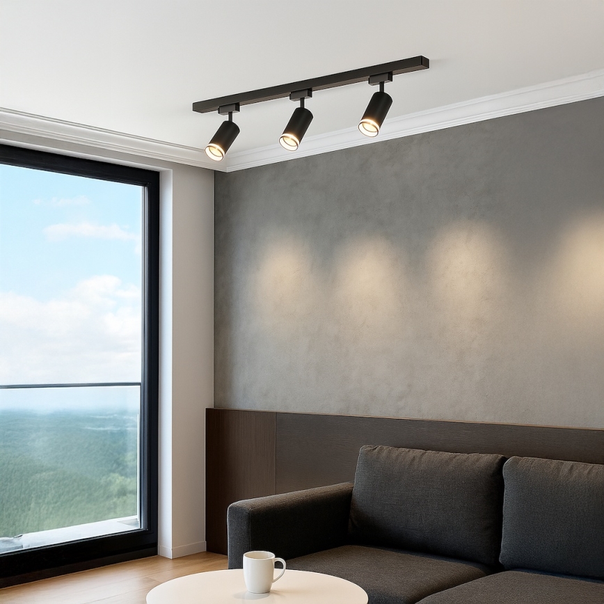 Spot pentru șină PIPE 3xGU10/10W/230V negru