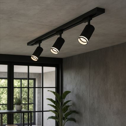 Spot pentru șină PIPE 3xGU10/10W/230V negru