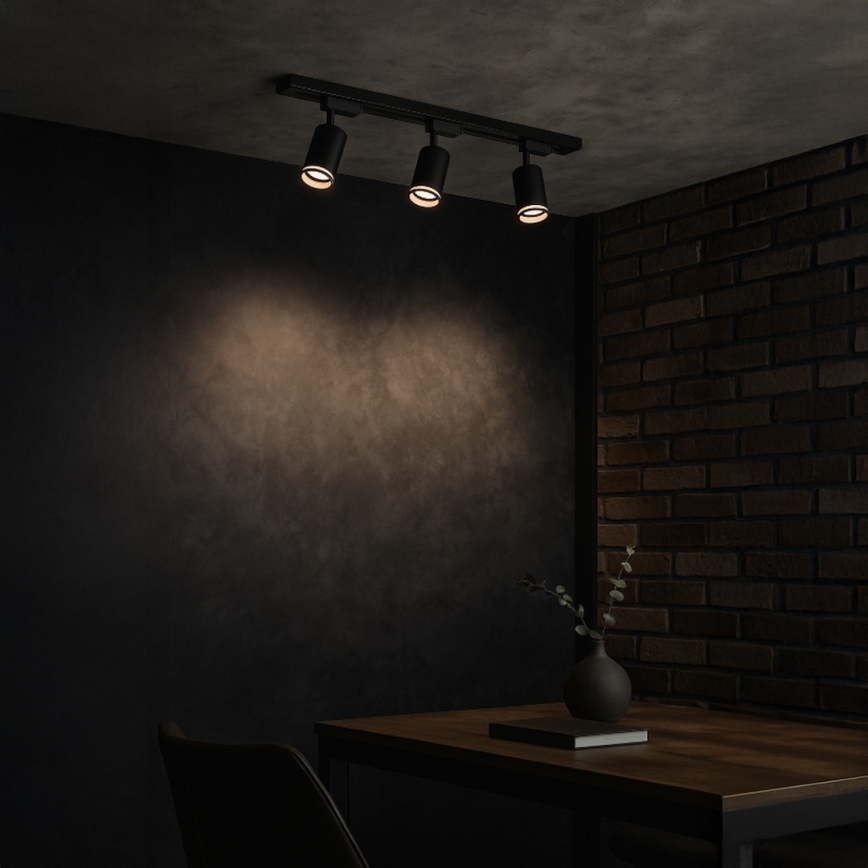 Spot pentru șină PIPE 3xGU10/10W/230V negru