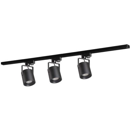 Spot pentru sistem de șină MINOR 3xGU10/10W/230V + 1 m sistem de șină negru