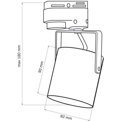Spot pentru sistem de șină MINOR 3xGU10/10W/230V + 1 m sistem de șină negru
