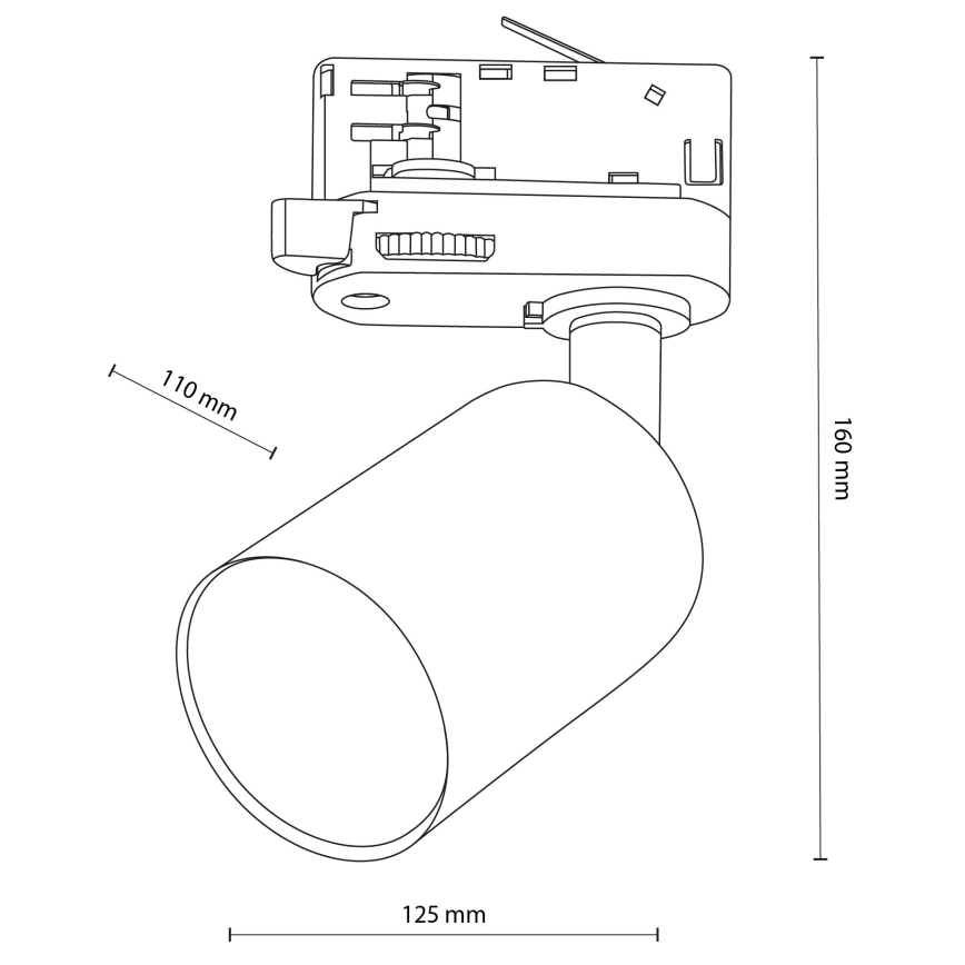 Spot pentru sistem de șină trifazic TOP 1xGU10/10W/230V negru