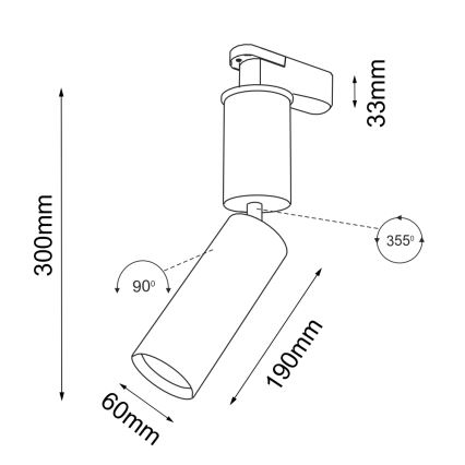 Spot pentru sistem pe șină 1xGU10/15W/230V negru Shilo
