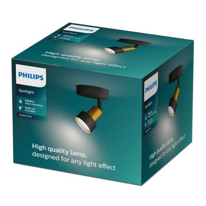 Spot Philips CONDUIT 1xGU10/5W/230V negru/alamă