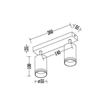 Spot PIPE 2xGU10/10W/230V, alb