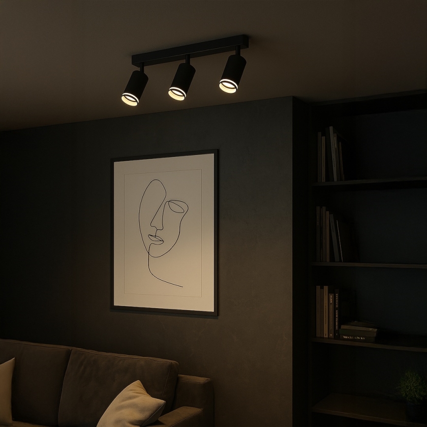 Spot PIPE 3xGU10/10W/230V negru