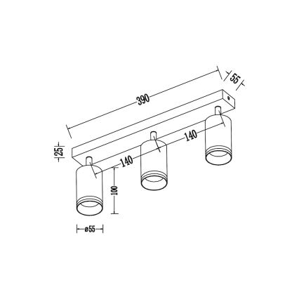 Spot PIPE 3xGU10/10W/230V negru