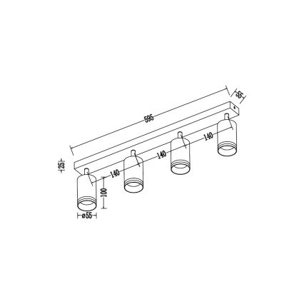 Spot PIPE 4xGU10/10W/230V negru