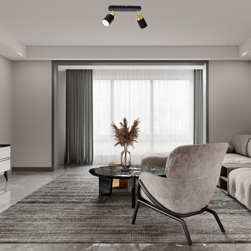 Spot RENO 2xGU10/60W/230V negru/auriu