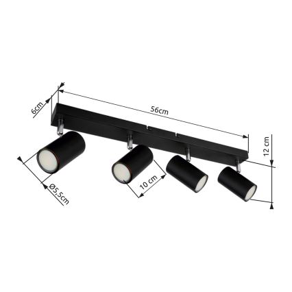 Spot 4xGU10/35W/230V negru Globo