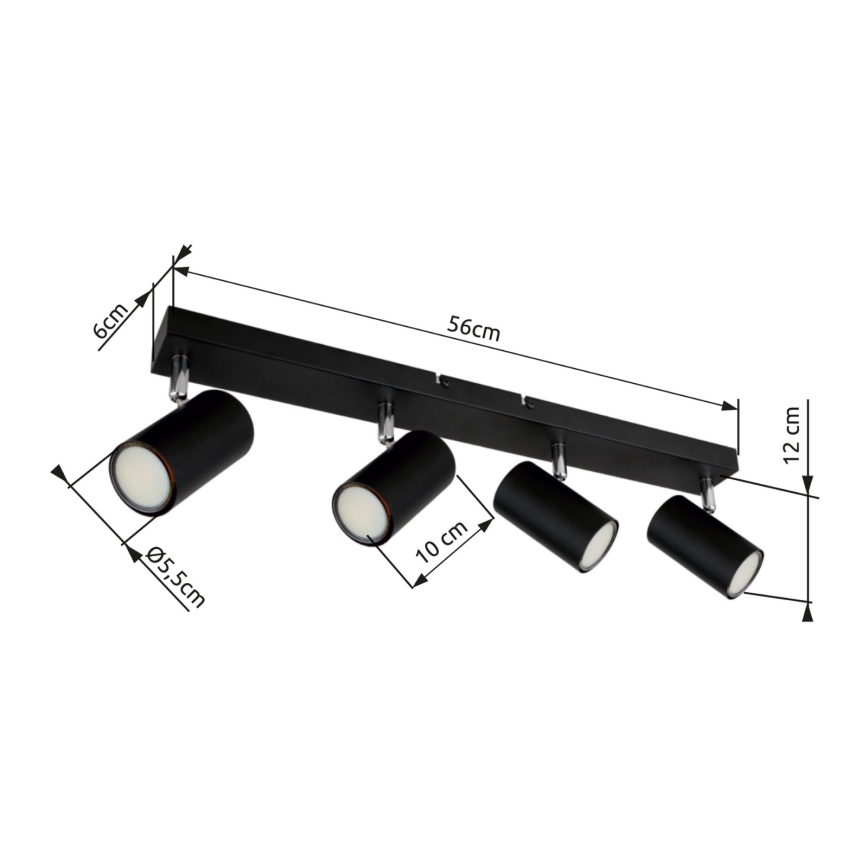 Spot 4xGU10/35W/230V negru Globo