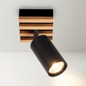 Spot SELE WOOD 1xGU10/30W/230V negru/lemn - Brilagi