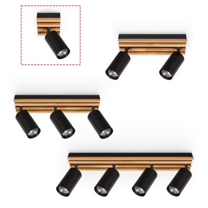 Spot SELE WOOD 1xGU10/30W/230V negru/lemn - Brilagi