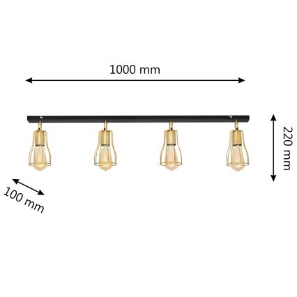 Spot TUBE 4xE27/15W/230V auriu/negru