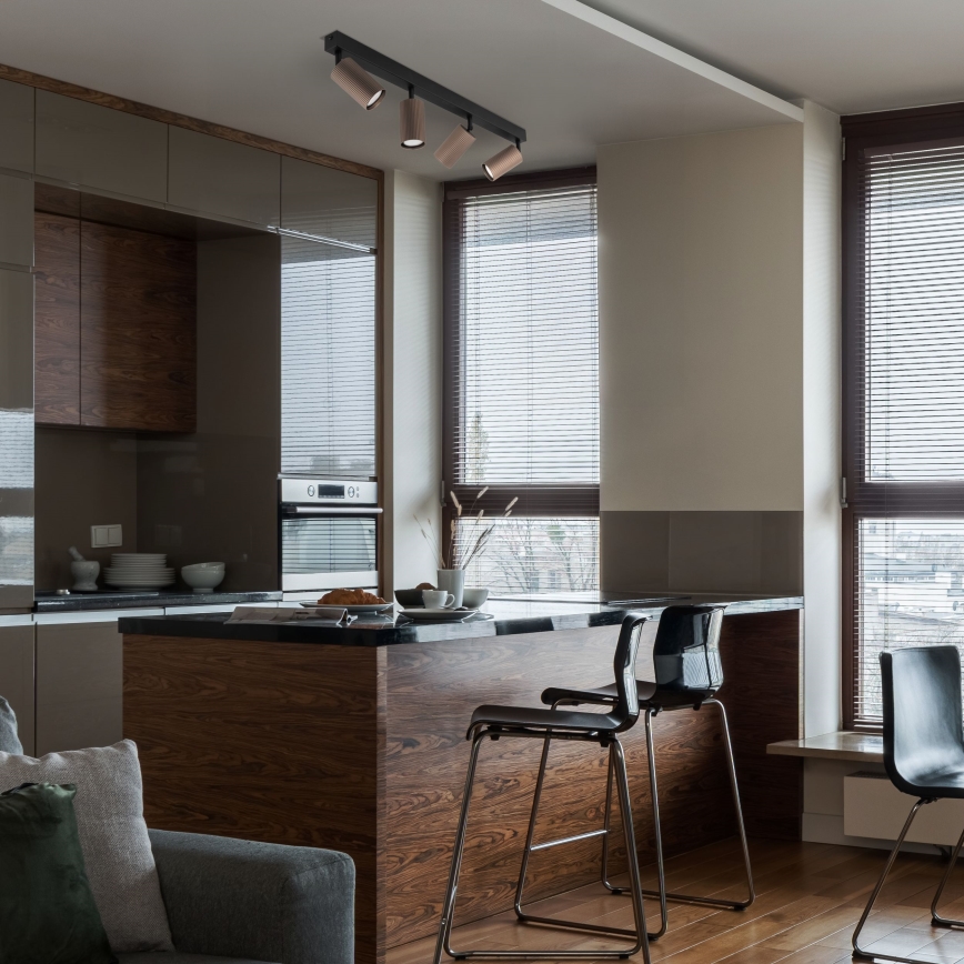 Spot TUNE, 4x GU10/10W/230V, negru/maro