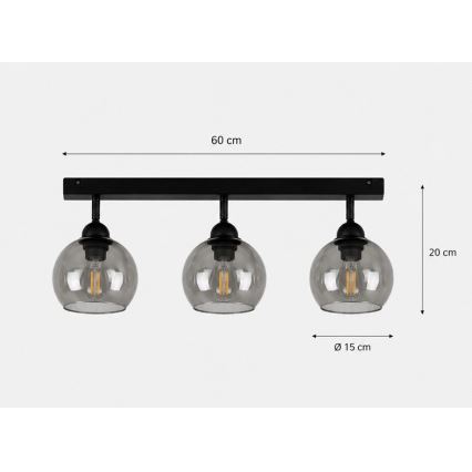 Spot UNO 3xE27/60W/230V negru
