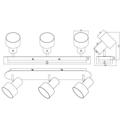 Spot WAILER 3xGU10/5W/230V negru Trio