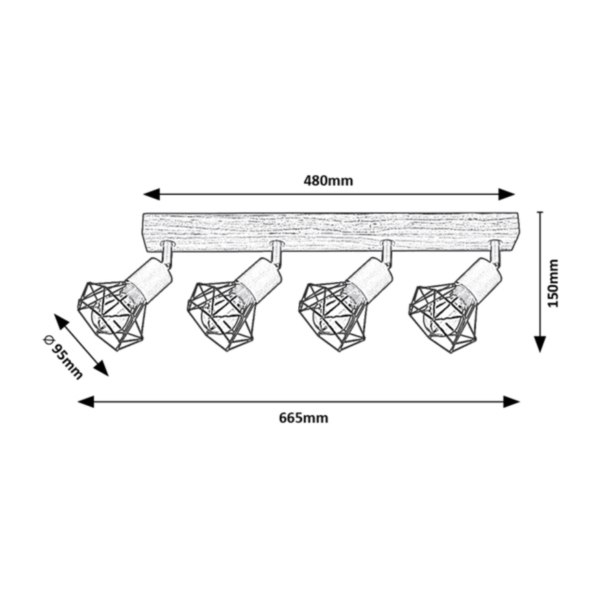 Spot 4xE14/40W/230V stejar Rabalux
