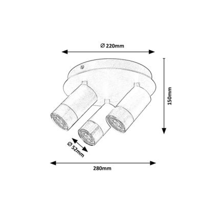 Spot ZIRCON 3xGU10/5W/230V Rabalux