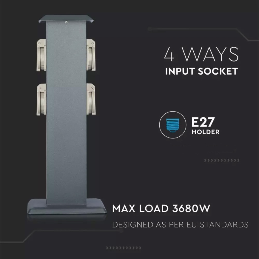 Stâlp de exterior cu prize 4Z 230V IP44