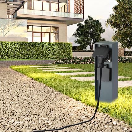 Stâlp de prize de exterior Brilagi PILLAR 2Z 230V IP44 antracit