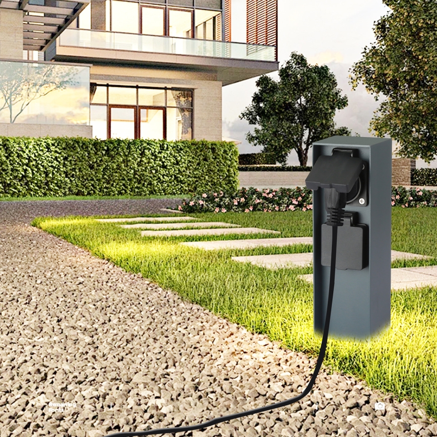 Stâlp de prize de exterior Brilagi PILLAR 2Z 230V IP44 antracit