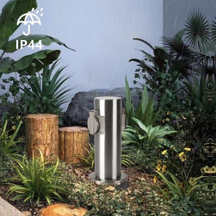 Stâlp de prize de exterior Brilagi PILLAR 2Z 230V IP44 crom mat