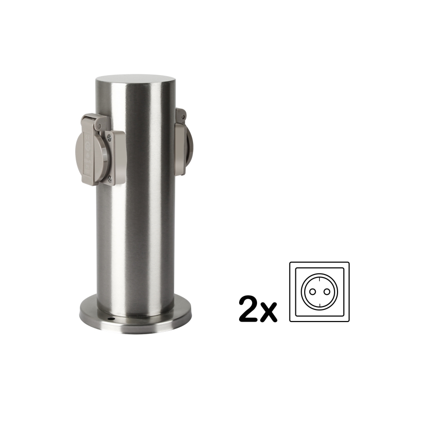 Stâlp de prize de exterior Brilagi PILLAR 2Z 230V IP44 crom mat