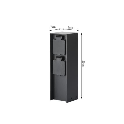 Stâlp de prize de exterior Brilagi PILLAR 2Z 230V IP44 negru