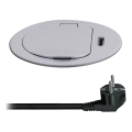 Stâlp de prize pentru blat 1x230V + USB-C Power Delivery argintiu/negru
