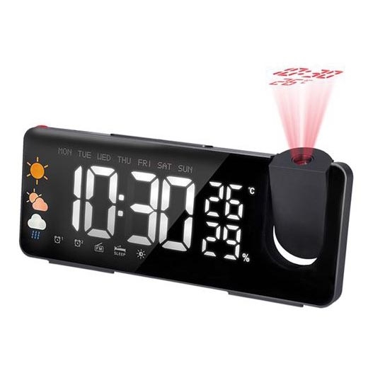 Stație meteo cu afișaj LCD, ceas deșteptător și proiector 5V/2xAA+3xAA