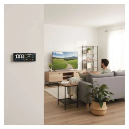 Stație meteo cu afișaj LCD color și alarmă, 5V, 3xAAA + 2xAA, negru