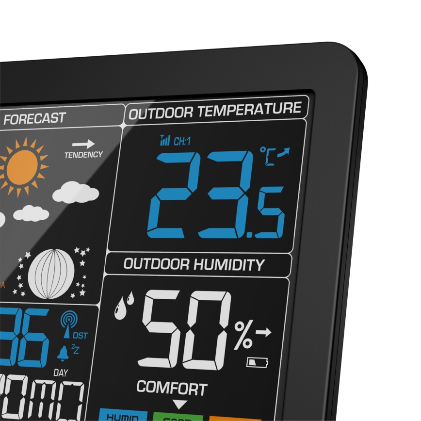 Stație meteo cu afișaj LCD ELDONEX EWS-1010-BK 2xAAA negru