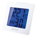 Stație meteo cu afișaj LCD și ceas deșteptător 1xAA albă Sencor