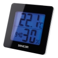 Stație meteo cu afișaj LCD și ceas deșteptător 1xAA neagră Sencor