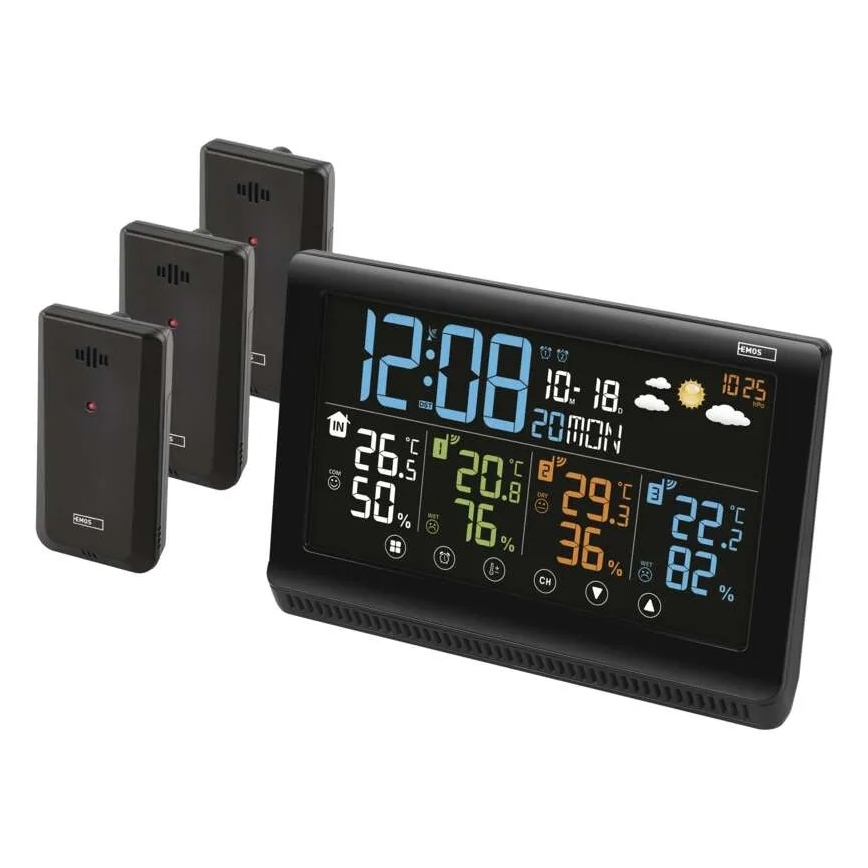 Stație meteo fără fir cu trei senzori 5V/3xAAA + 2xAAA