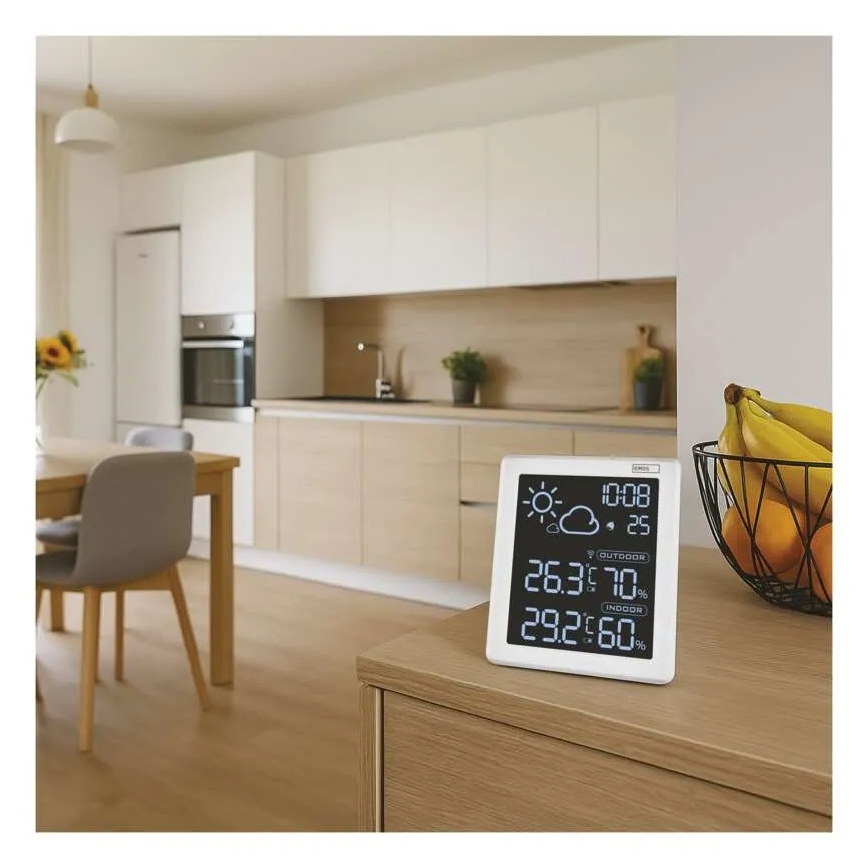 Stație meteo neagră, 5V, 2x AAA + 2x AAA