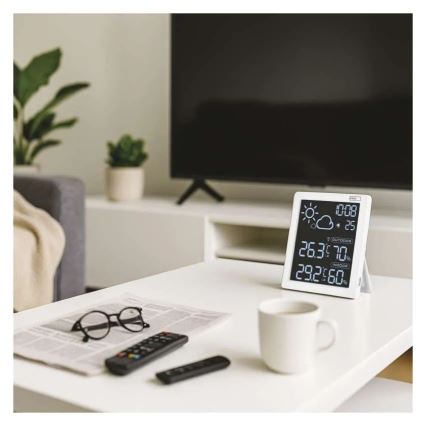 Stație meteo neagră, 5V, 2x AAA + 2x AAA