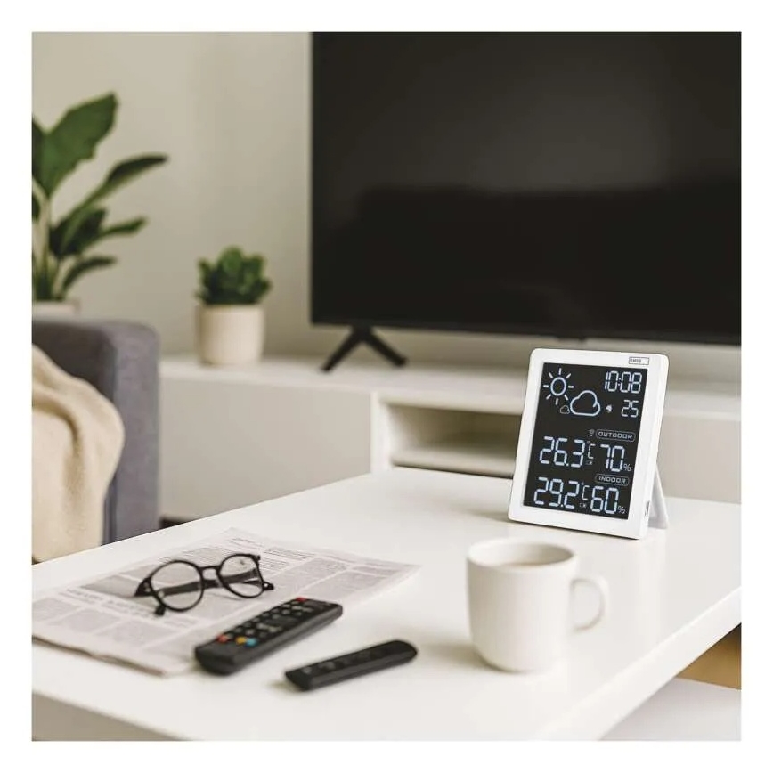 Stație meteo neagră, 5V, 2x AAA + 2x AAA