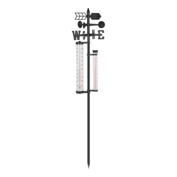 Stație meteorologică de grădină 3 în 1, 145 cm, neagră