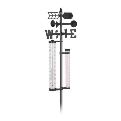 Stație meteorologică de grădină 3 în 1, 145 cm, neagră