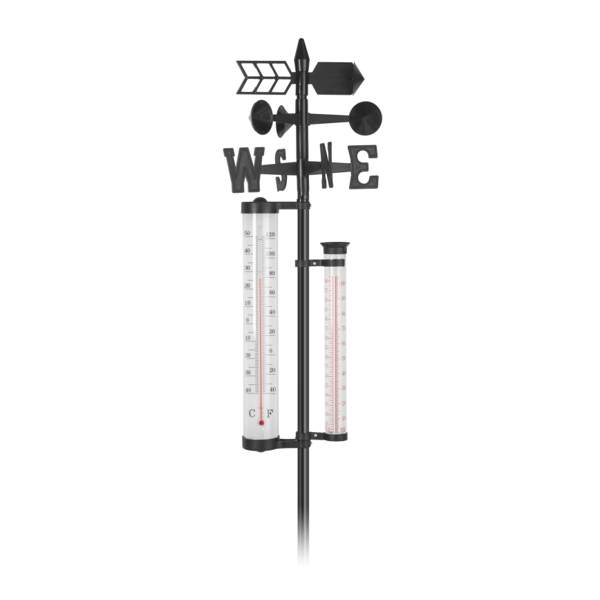 Stație meteorologică de grădină 3 în 1, 145 cm, neagră