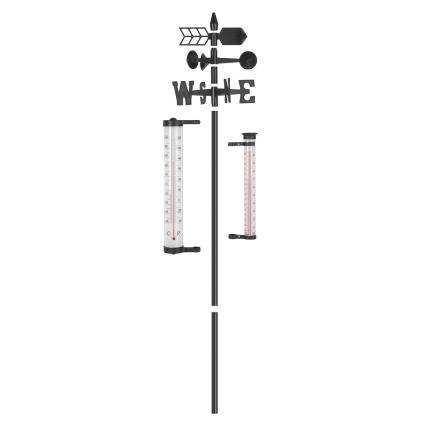Stație meteorologică de grădină 3 în 1, 145 cm, neagră